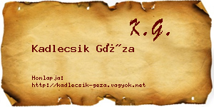 Kadlecsik Géza névjegykártya